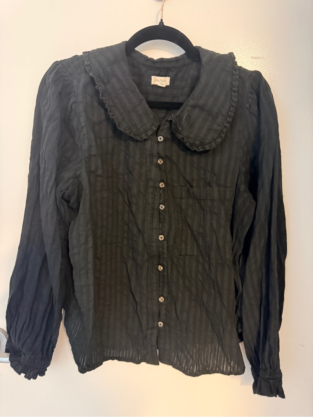 Pilcro Anthropologie Black Textured Statement Collar